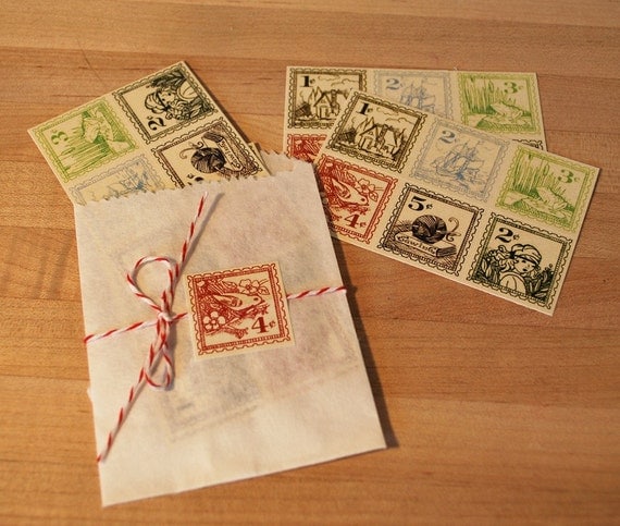 Vintage Style Postage stamp stickers by jodieholdman on Etsy