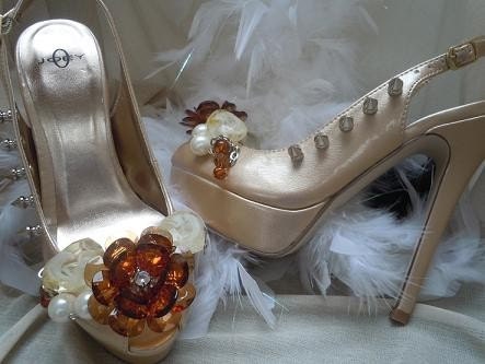 High Heel Platform Spiked Women Shoes Nude size 8  SALE .. A SpikesByG Design...