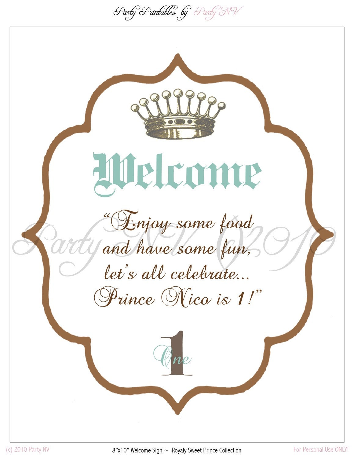 PRINTABLE (8"x 10" Welcome Sign) - "Royaly Sweet Prince" Collection - Vintage, Old World Design Il_170x135