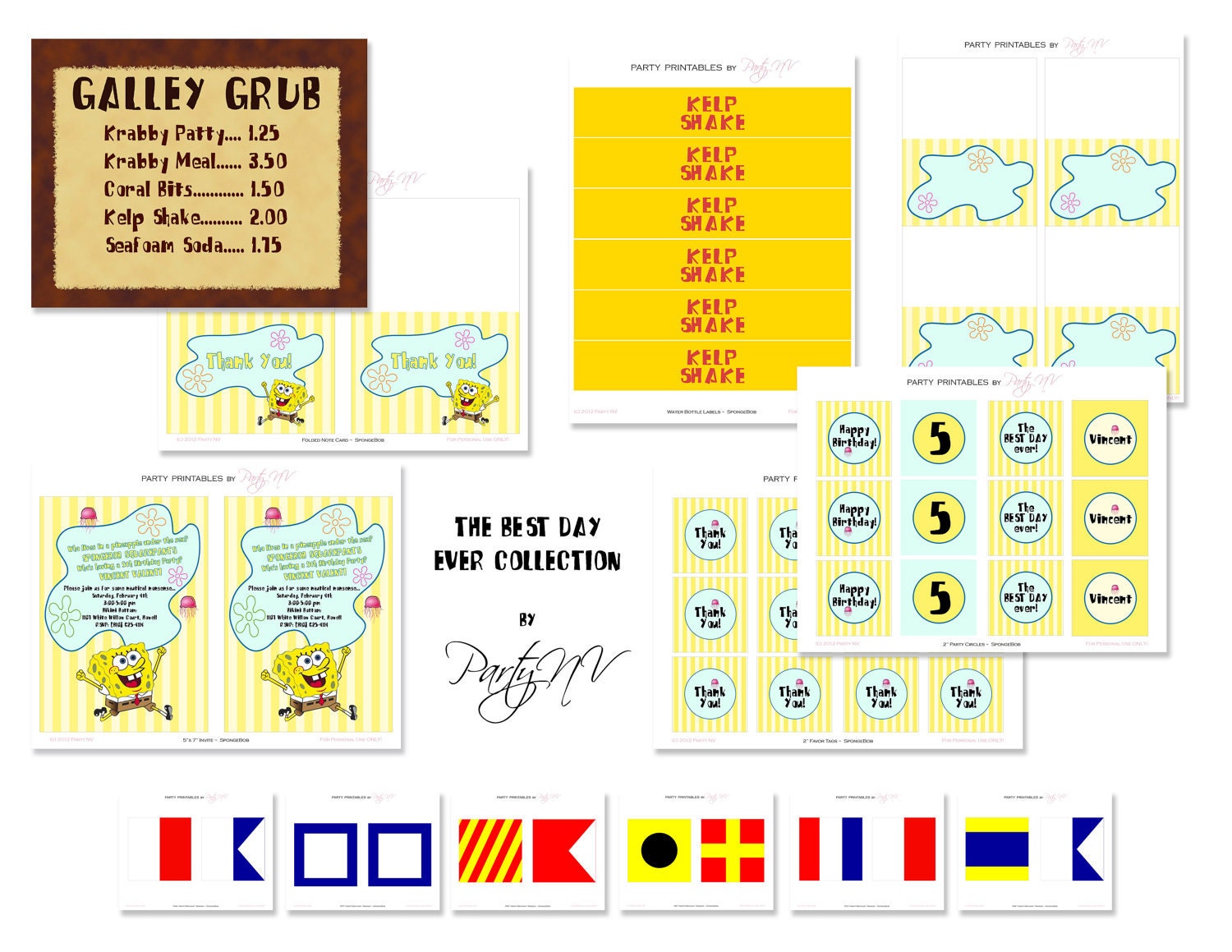 PRINTABLE (FULL COLLECTION) - SpongeBob "Best Day Ever" Collection Il_570xn