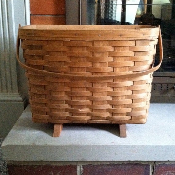 Longaberger Footed Maple Magazine Basket 1983 by BrigidsFancy