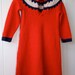 vintage wool dress, red sweater day 1970s knit, size 3T/4T