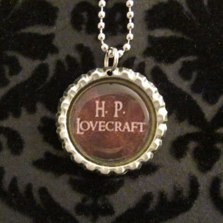 H.P. Lovecraft Bottle Cap Necklace or Key Chain (HPL 105)