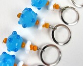 set of 7 knitting stitch markers ' kingfisher '