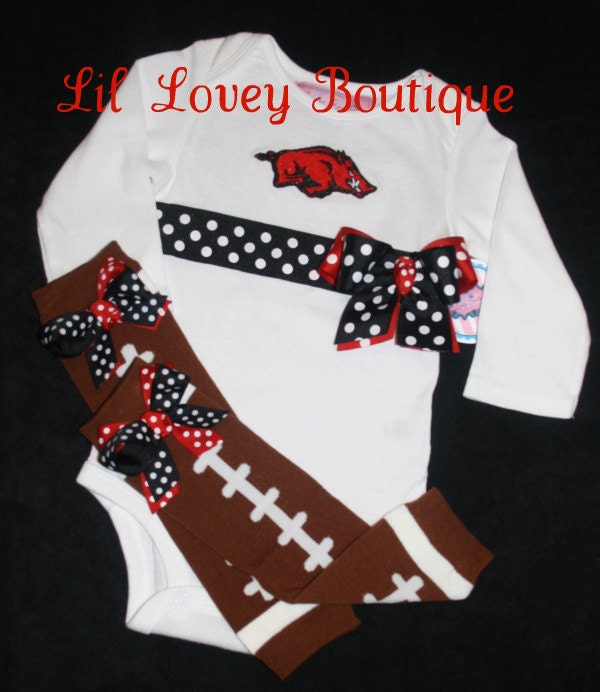 Team Spirit.....3 PC. Team Spirit Bodysuit With Leg Warmers and Matching Bow For Baby Girl or Toddler