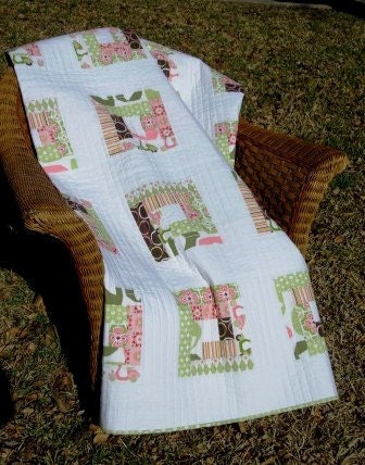 Wonky Log Cabin Quilt with Sham