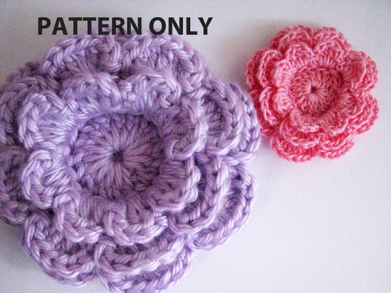 Crochet Flower Pattern Three Layer Flower with 8 by LMCrochet