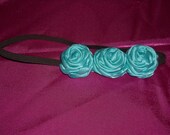 Aqua And Chocolate Rosette Headband For Infants To Adults