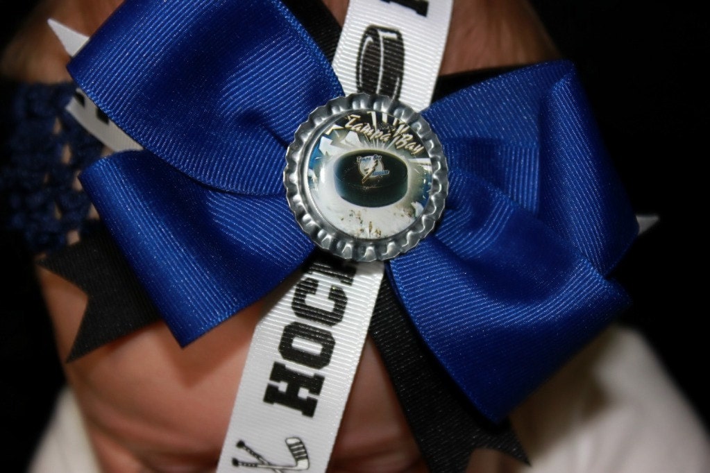 Tampa Bay Lightning Bottle Cap Bow All NHL Teams Available 2 Versions