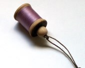 Vintage Thread on Wooden Spool Ornament - Light Purple