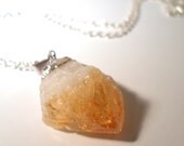 Citrine Point Raw Rough Pendant Drop Necklace