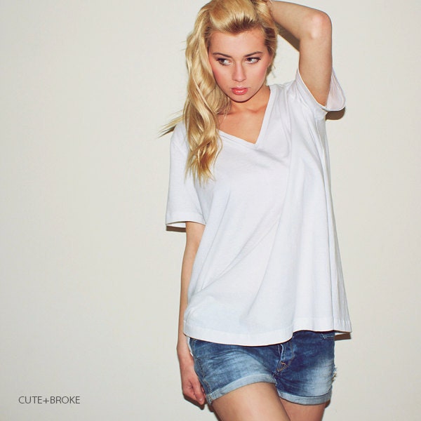 V neck t shirt boyfriend fit