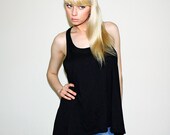 Womens tank top black cotton oversized