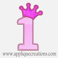 Princess Numbers 1-9...Embroidery Applique Design...Three sizes for multiple hoops...Item1017.