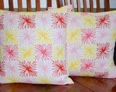 Decorative Throw Pillow Covers - Pink, Red and Yellow - Set of Two 18"