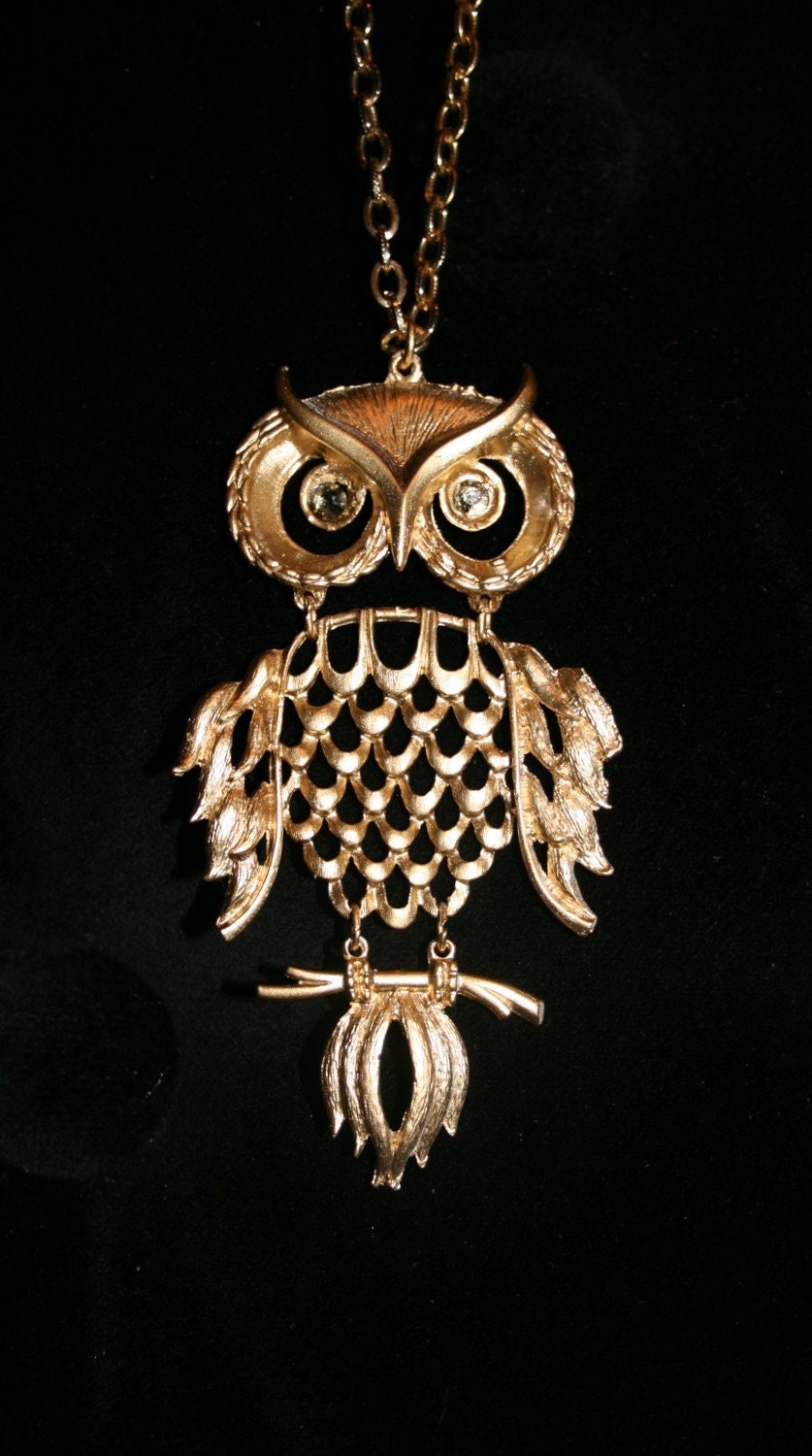 70s owl pendant necklace