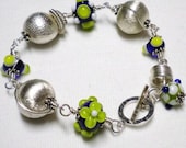 Lampwork Beads Bracelet Wire Wrapped Sterling Silver