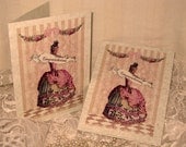 Vintage French Design Marie Antoinette Congratulations Handmade Cards Adormed with Bling on Parchment ECS