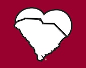 I Heart SC - Garnet and Black Heart Print