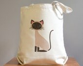 Siamese canvas tote bag, cute and adorable. Sturdy 100% 10oz. cotton canvas.