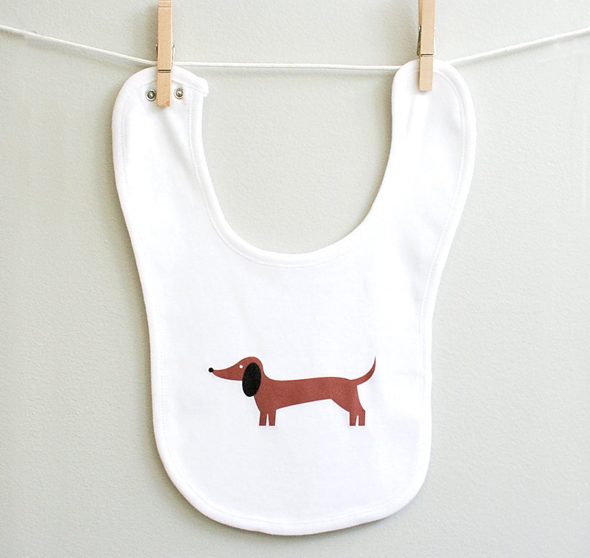 Baby bib, dachshund. Organic cotton. Super soft.