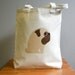 Canvas tote bag, pug, cute and adorable.