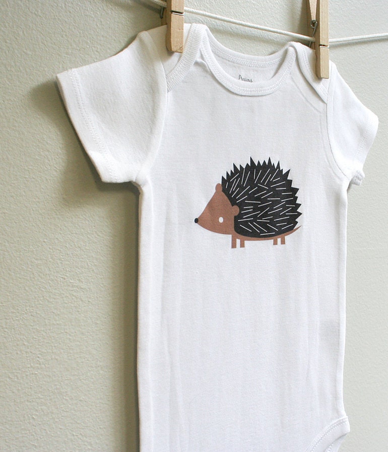 Baby girl clothes, hedgehog. Long or short sleeve. Your choice of size.