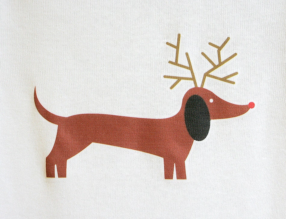 Christmas baby onesie, dachshund. Short sleeve. 3, 6 and 9 months.