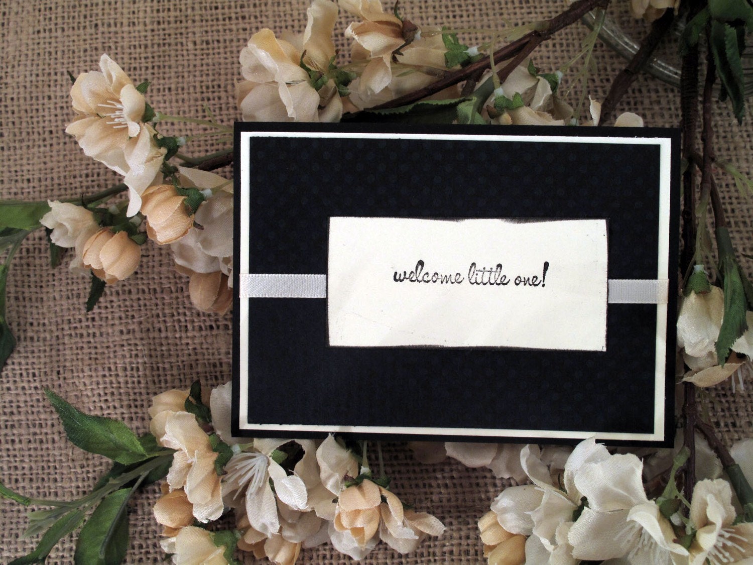 Welcome Little One Black & Tan Unisex Baby Card