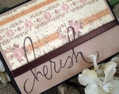 Mothers Day Handmade Card - Brown and Pink Floral 'Cherish'