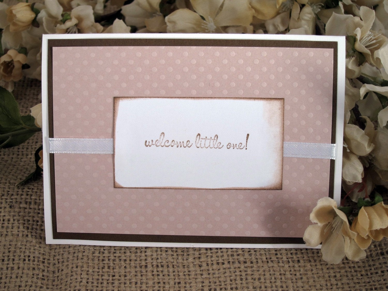Darling Pink & Brown Welcome Little One Baby Girl Card