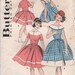 50s Vintage Sewing Pattern Girls' FULL SKIRT DRESS Open Neckline or Short Sleeves - size 8 - chest 26" (66 cm) - Butterick 8957