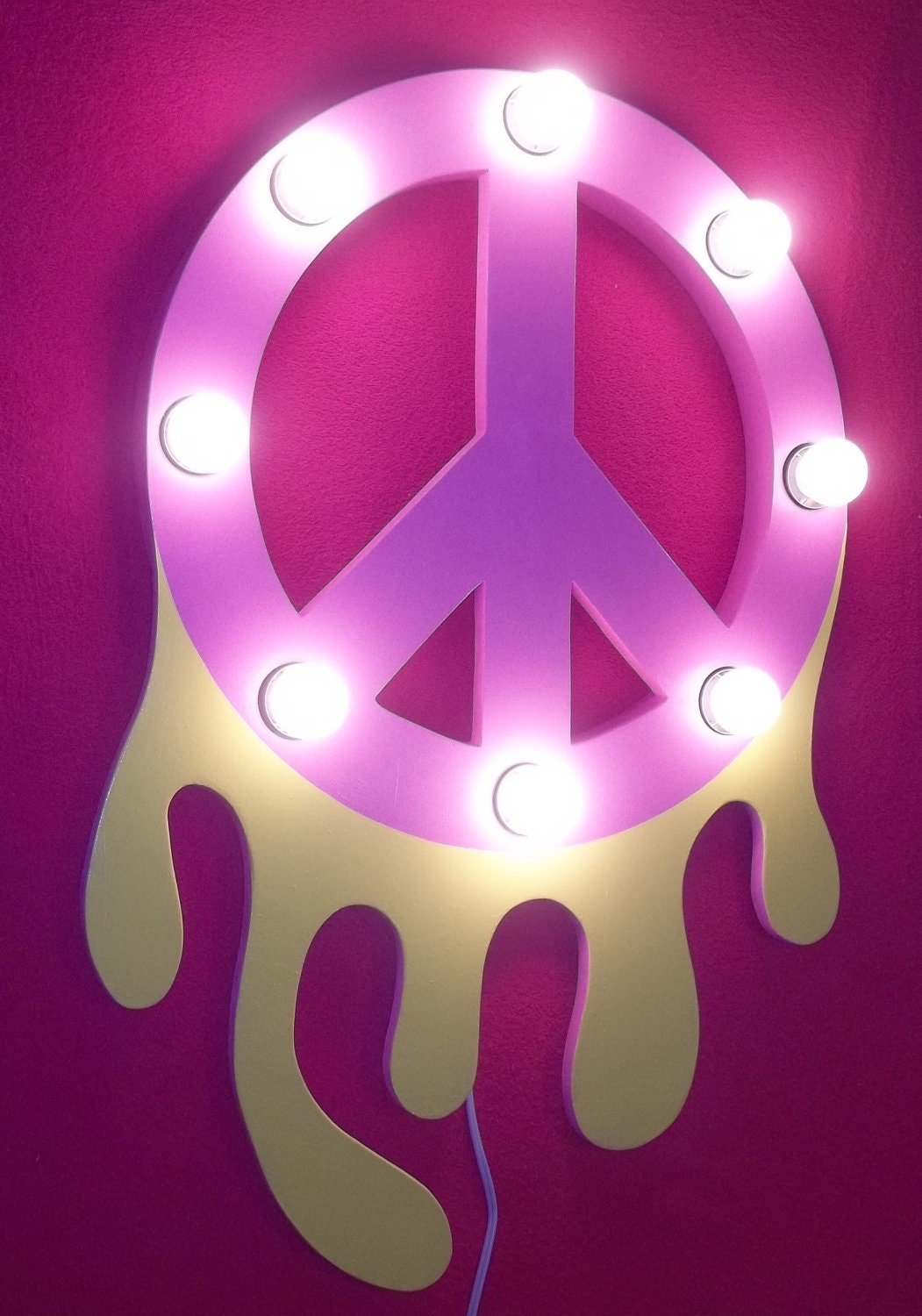 Art Painting Melting Peace Sign Lighted Wall Art