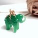 Vintage Elephant Necklace Miniature Jade Green Glass Charm Pendant