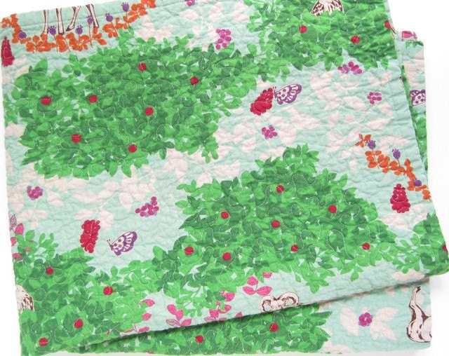 eco-organic baby quilt / handmade / japanese fabric / animals / super soft / easy care