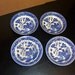 Vintage Japan Blue Willow Set of Four Small Bowl Saucers Marked Japan