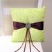 NOVEMBER SALE Green Blooms and Brown Ring Pillow