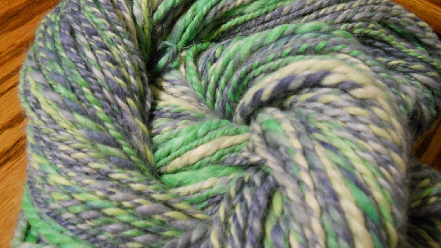 Alpaca Handspun Yarn   green, grey, white