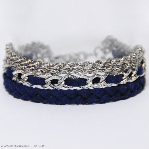 BLUE Autumn bracelet, braided bracelet, leather suede, friendship bracelet