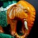 Ceramic CHINESE ELEPHANT in stylized "Tang" Glaze Technique / 11" w x 4 1/4" d x 10" h