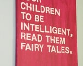16X20 Canvas Sign - Fairy Tales, Dark Pink and White, Typography word art, Decoration, Gift