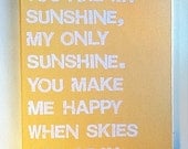 16X20 Canvas Sign - You Are My Sunshine, My Only Sunshine, Decoration, Yellow and White, Typography word art, Decoration, Gift