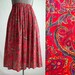 Red Paisley Pleated Skirt