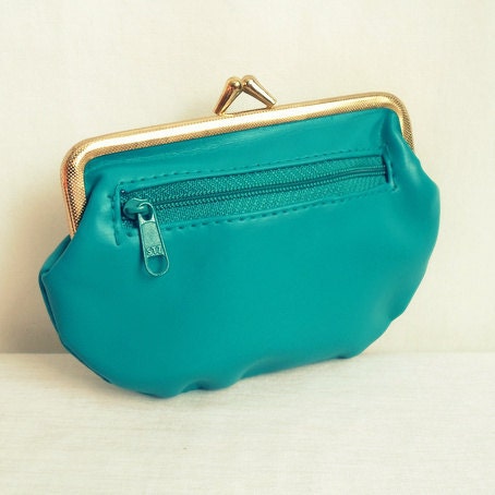 Teal Wallet with Coin Pouch & Gold Tone Clasp