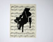 Art Print of Piano on Vintage  Music