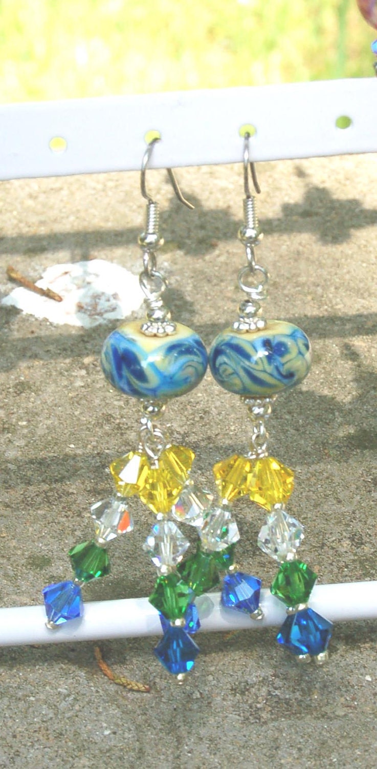 Swirl of Our Own Swarovski Crystal Lampwork Glass Hypo-allergenic Earrings