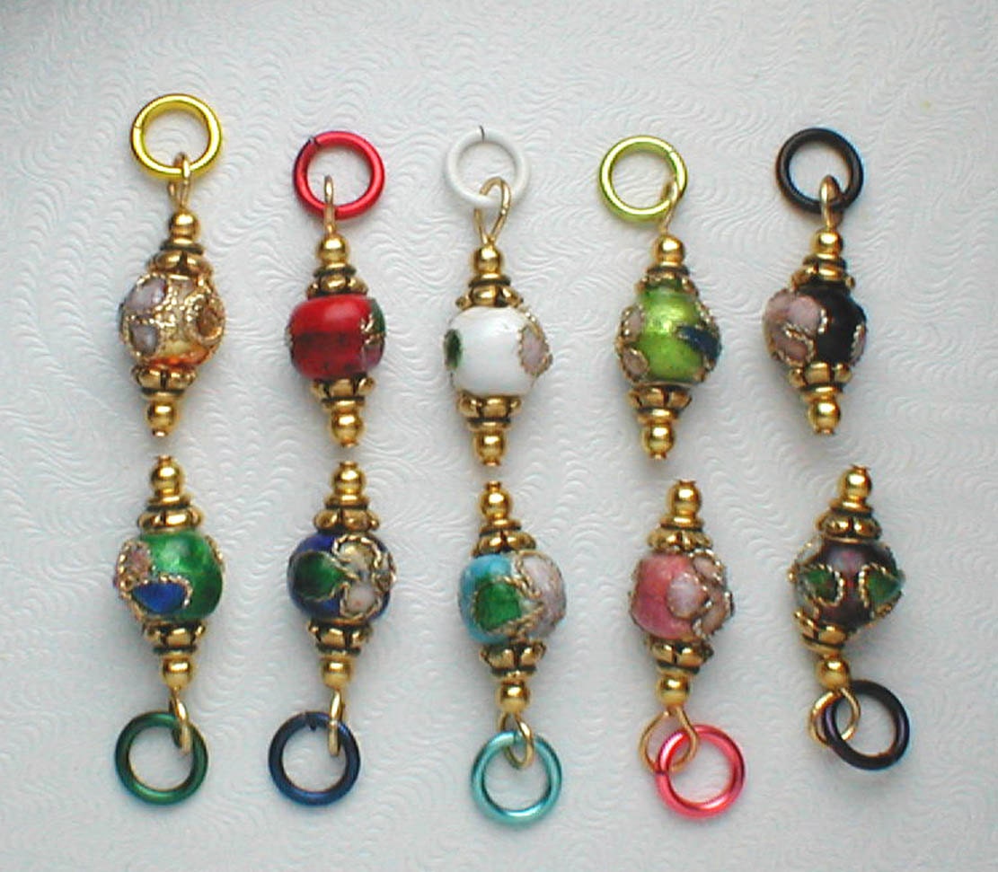 Nail Dangle or Charm - Ten Cloisonne Beads