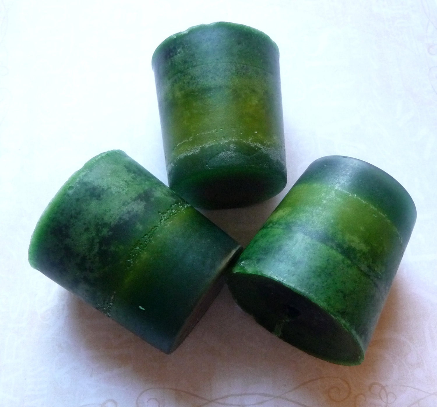 3 Green Votive Candles, Herb and Citrus Scent - Mylana