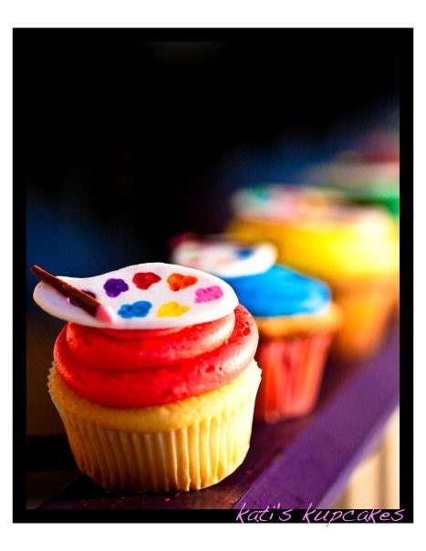 artist palette cupcake toppers