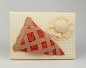 Strawberry Rhubarb Pie with Vanilla Bean Ice Cream Textile Art on Canvas